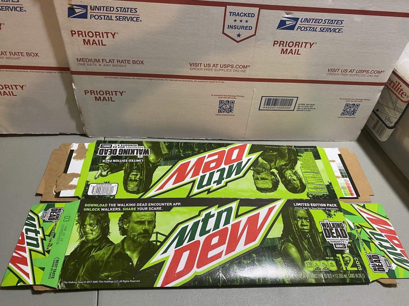2017 EMPTY Limited Edition Mountain Dew Walking Dead 12 Pack Box Flattened