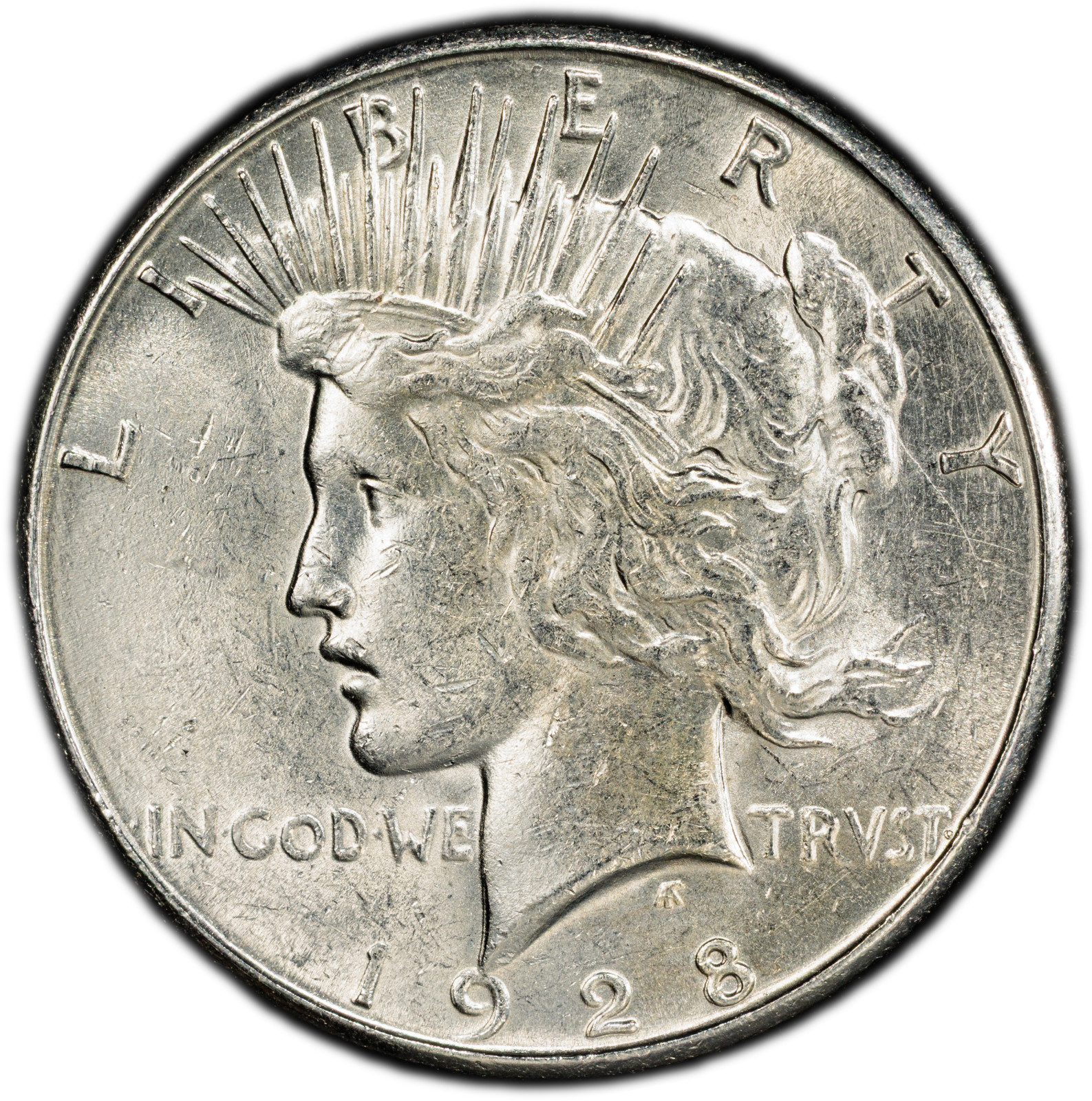1928-S High-End PCGS AU55 Peace Dollar | Blast White | 40th Anniversary Label