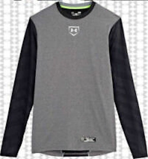 NEW Under Armour Spine Gameday Mens Fitted Long Sleeve Top 1242243 Gray/Black