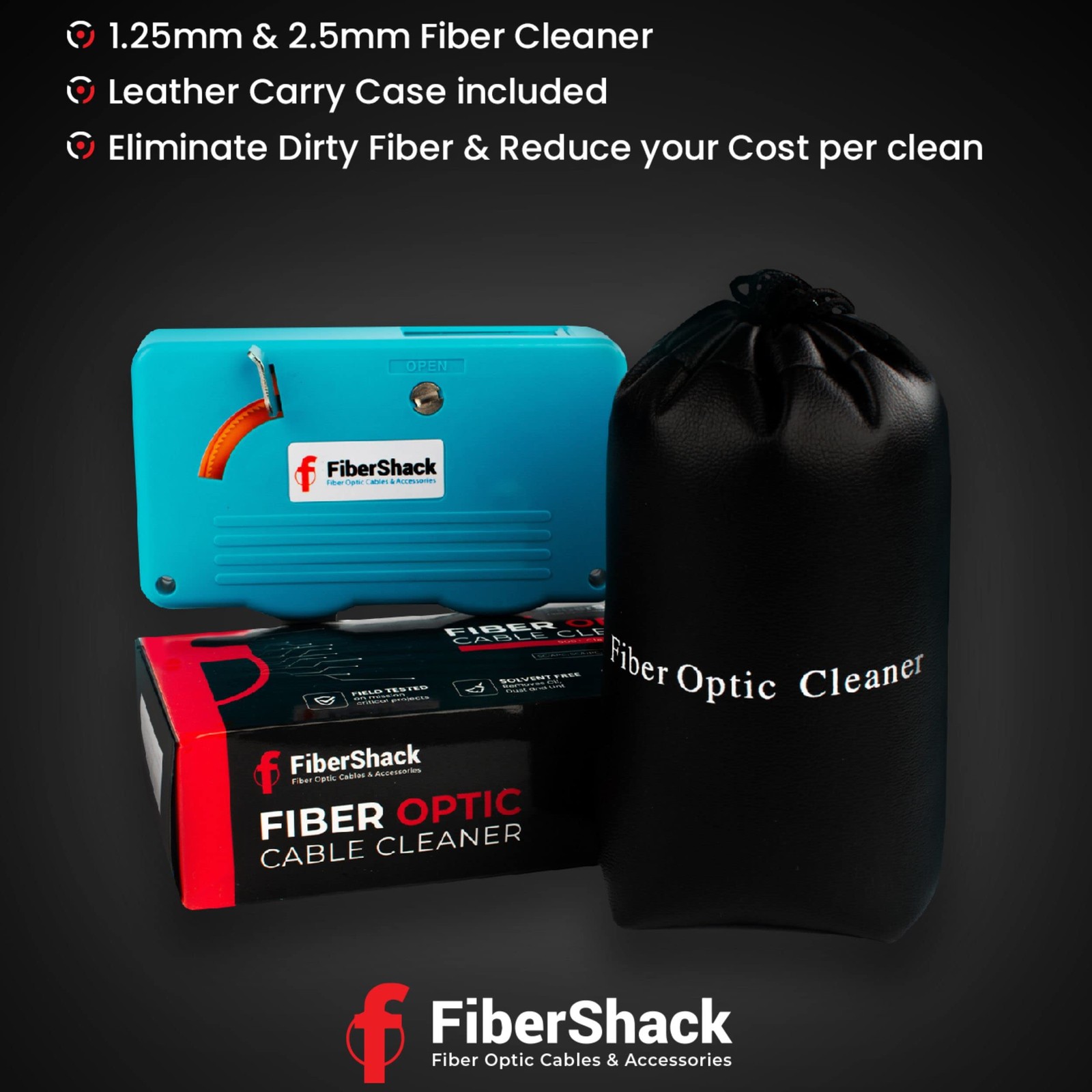 Fibershack fiber optic cleaning box 1.25/2.5mm