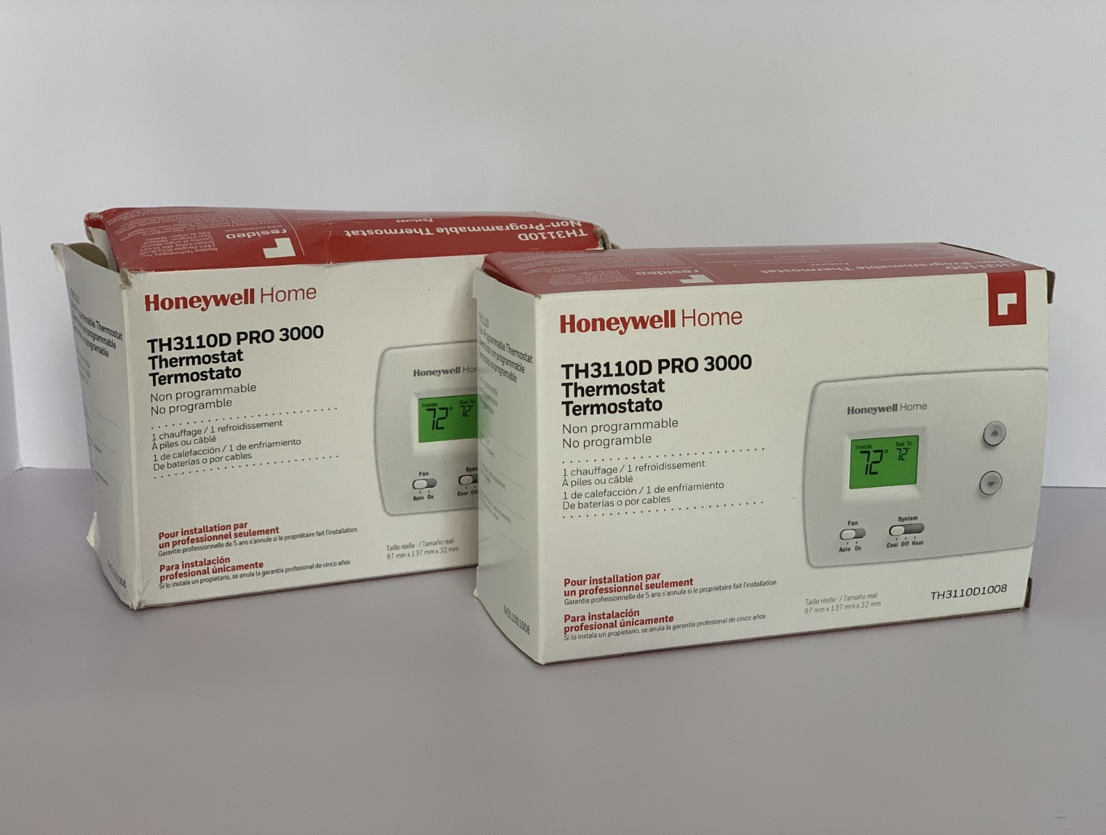 (2x) Honeywell Home PRO 3000 TH3110D Non-Programmable Thermostat 24V TH3110D1008