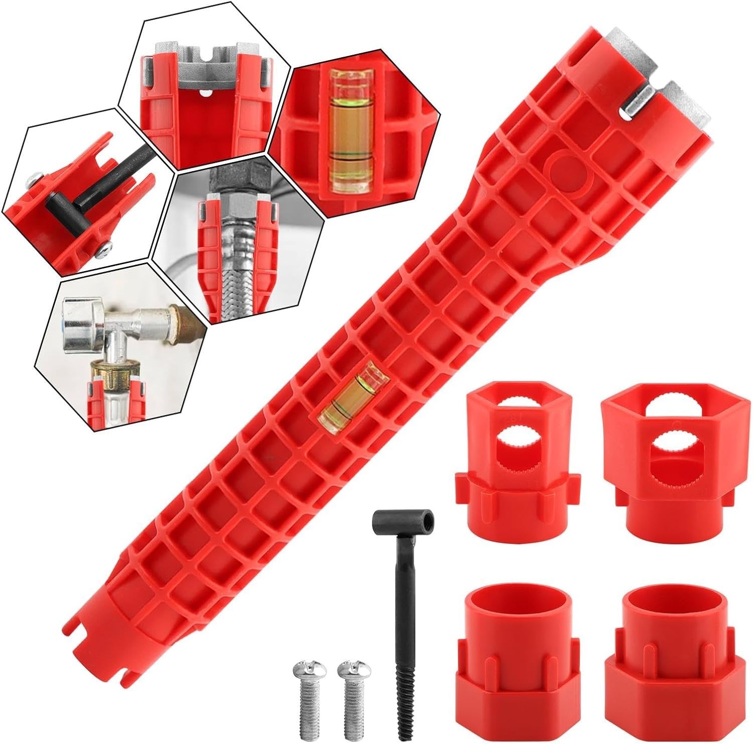 14-in-1 Multi-functional Wrench Faucet Sink Installer Tool for Toilets Red