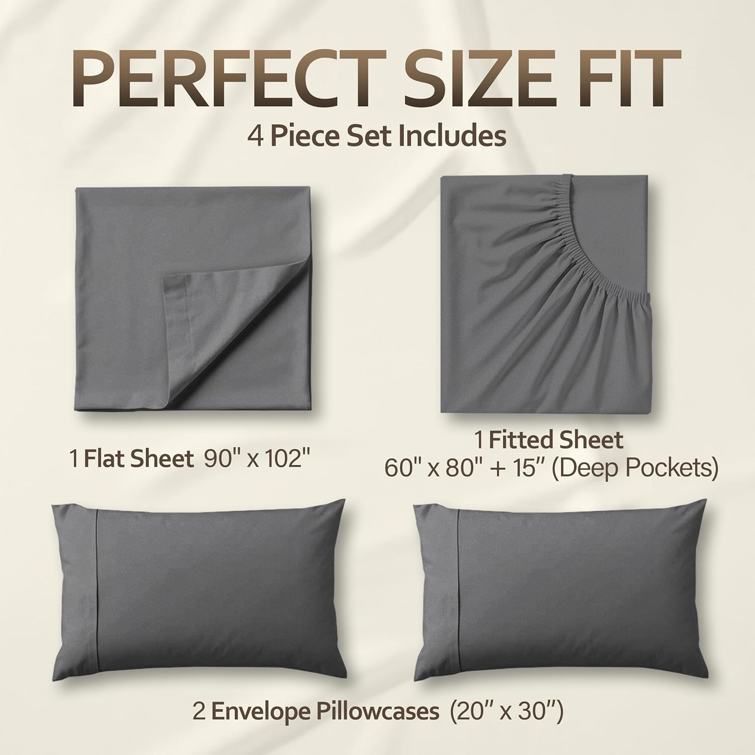 Beddora Queen Sheets Set – 4 Piece Soft & Cooling Queen Bed Sheets Set – Deep