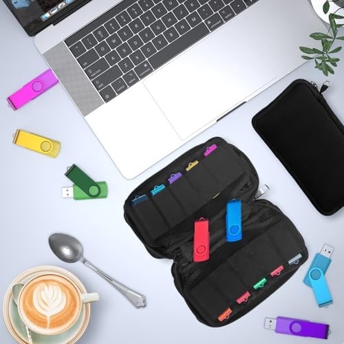 USB Flash Drive Storage Case 20 Slots Electronic Organizer Black Carrying Case