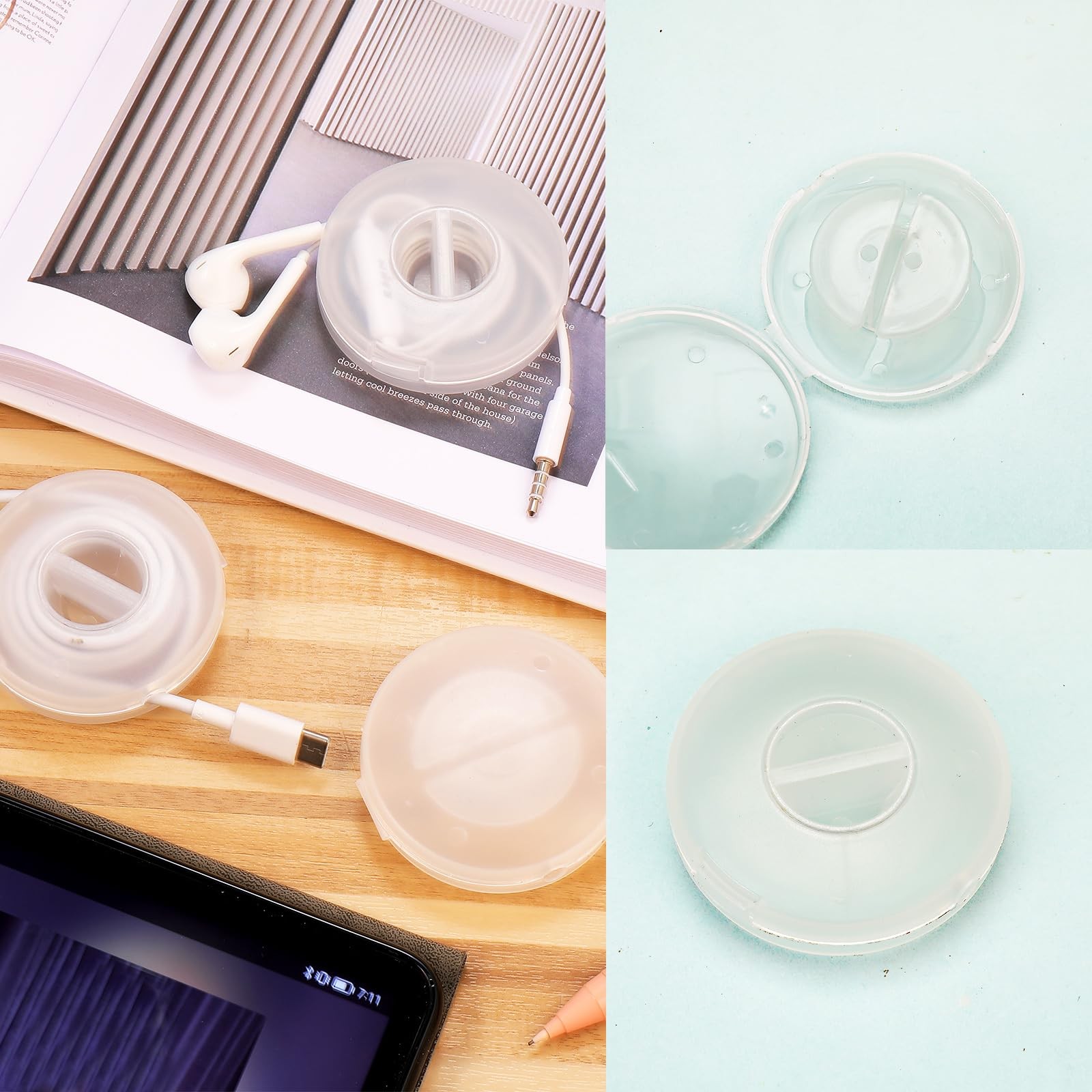 9 Pcs Retractable Charging Cord Organizer Round