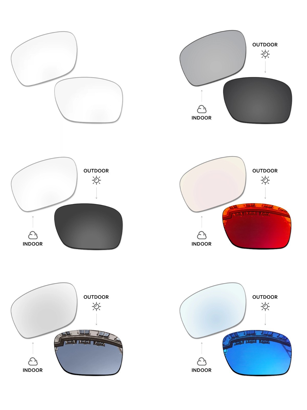 1.6MM Transition Replacement Lenses for Ray-Ban Meta Wayfarer RW4006 RW4012 50mm