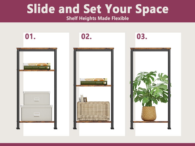 3 Tier End Table, Tall Nightstand for Small Spaces, Tall Side Table with