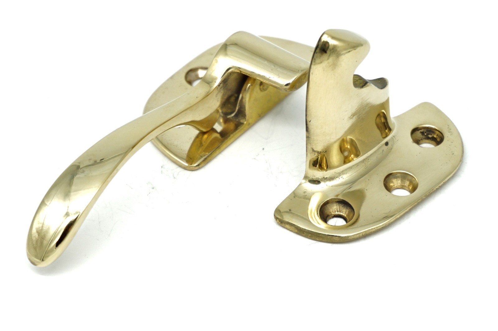 3/8" Offset Cabinet Latch Antique Ice Box Latch Polished Brass Furniture Latch