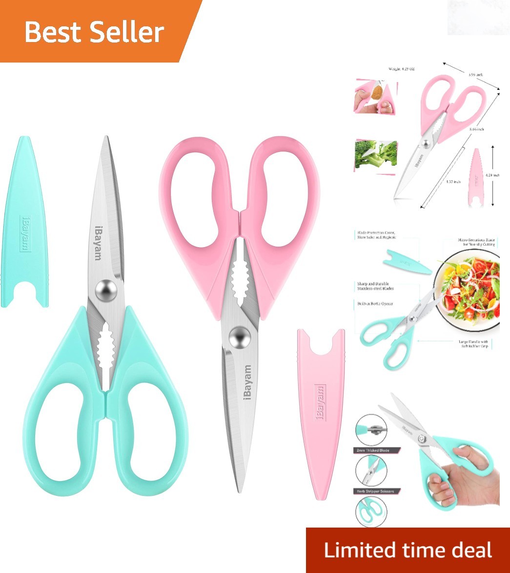 Kitchen Shears 2-Pack Heavy Duty Stainless Steel All Purpose Meat Poultry Sci...