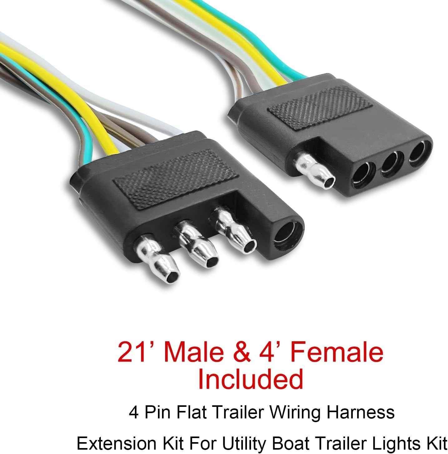 Kit de arnés de cableado para remolque, cable de remolque de 7,6 m con conector