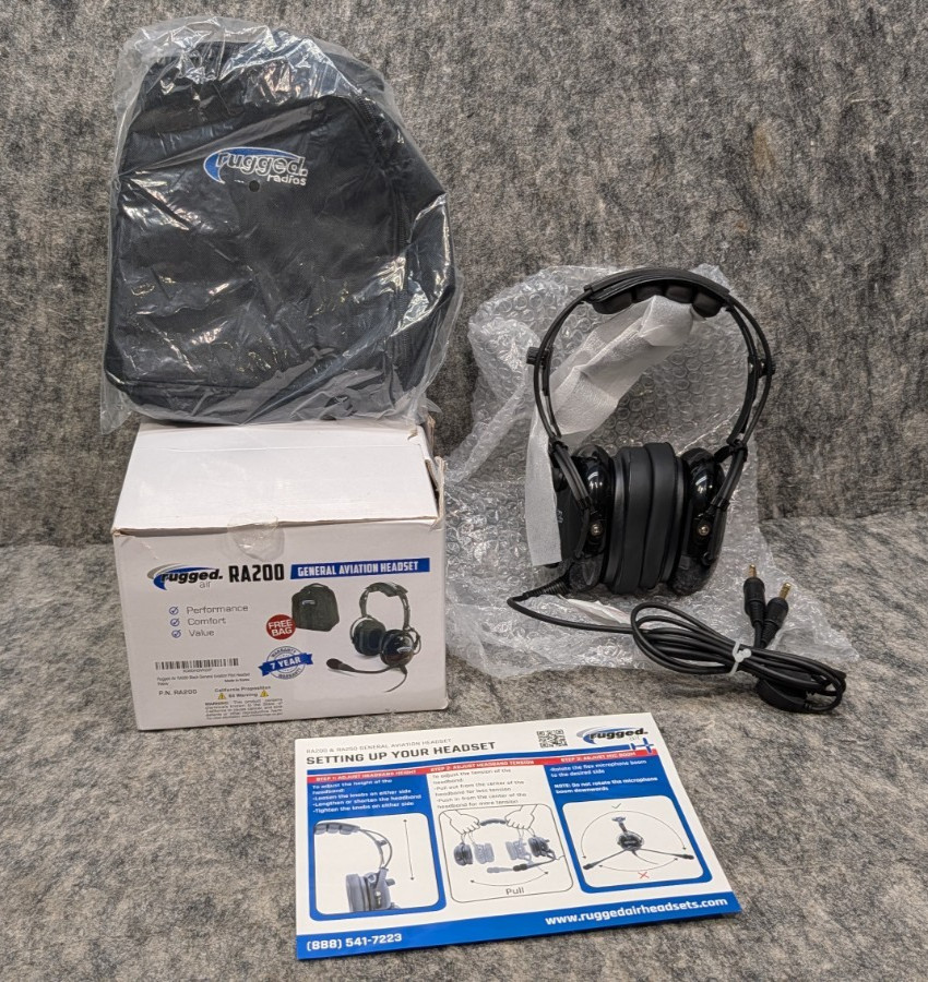 Rugged Air RA200 General Aviation Student Pilot Headset Music Input A20 GA Plug