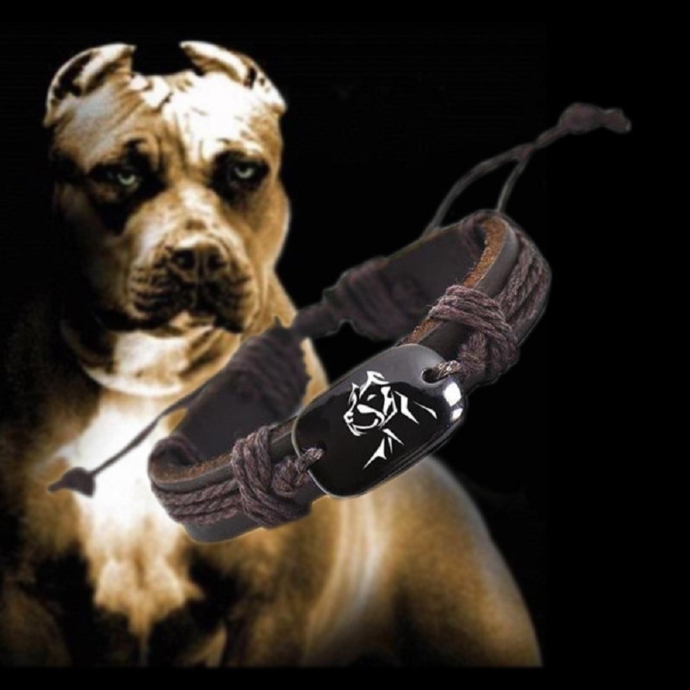 Love Pit Bull Dog Leather Adjustable Pitbull Bracelet Pitbull Wristband