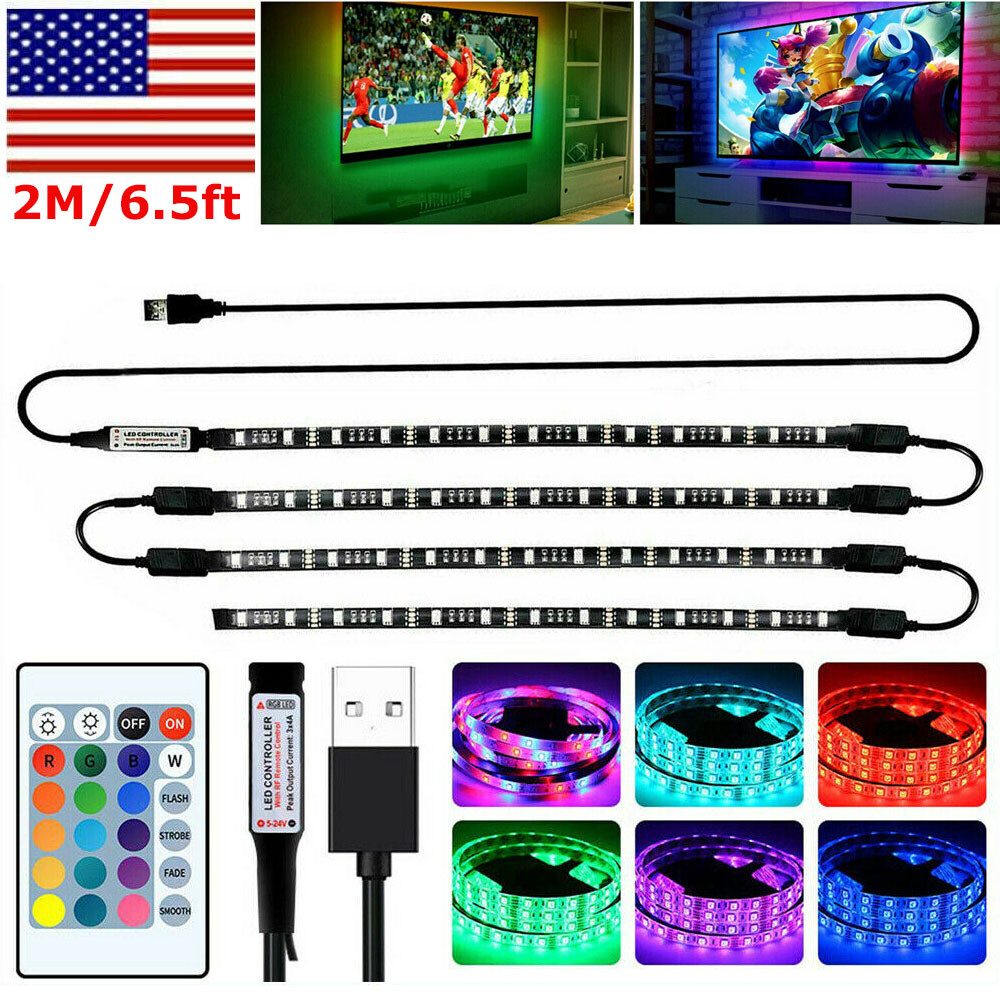 5V USB LED Strip Lights TV Back Light 5050 RGB Colour Changing with 24Key Remote