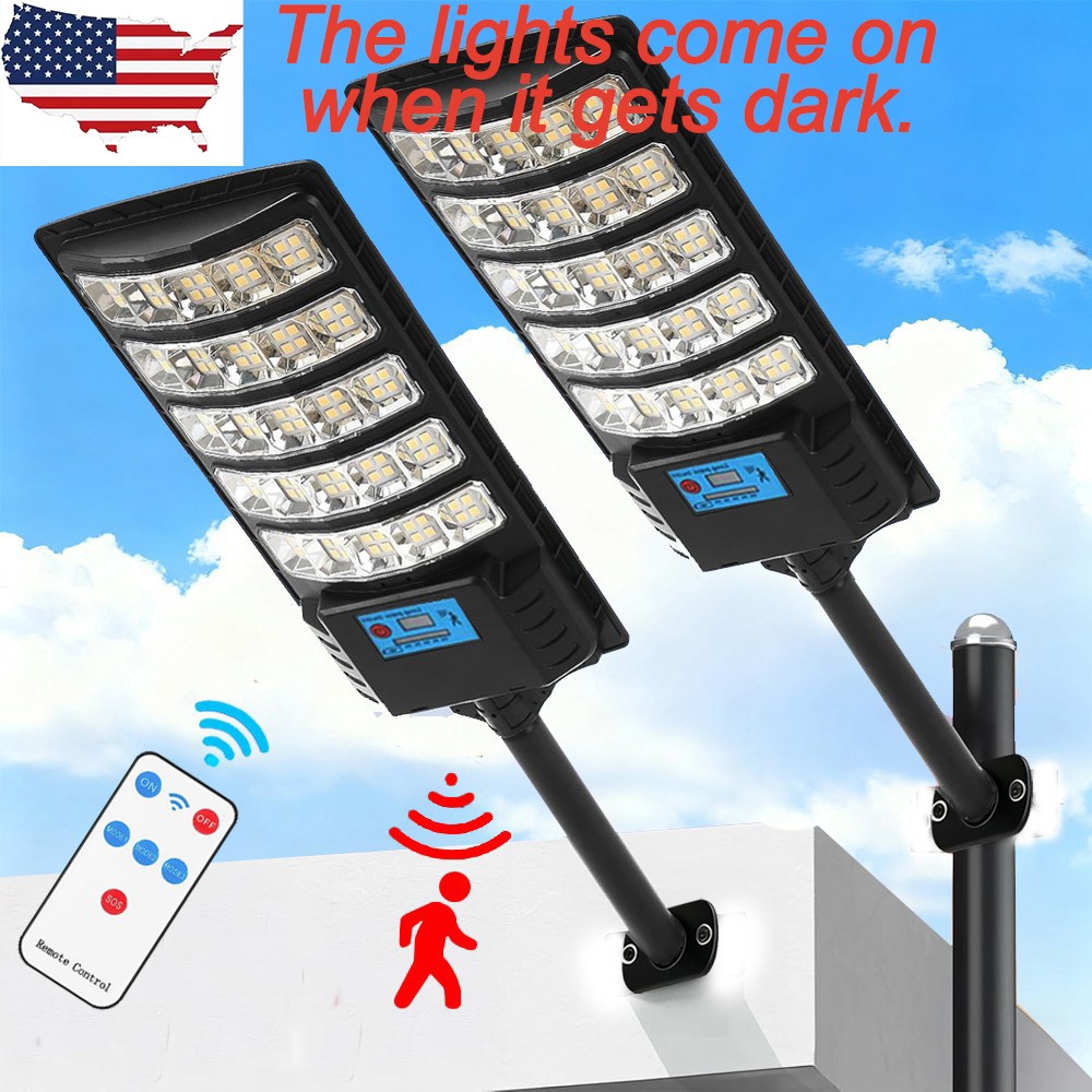 Commercial 1000000LM LED Outdoor Dusk to Dawn Solar Street Light Road Area Lamp