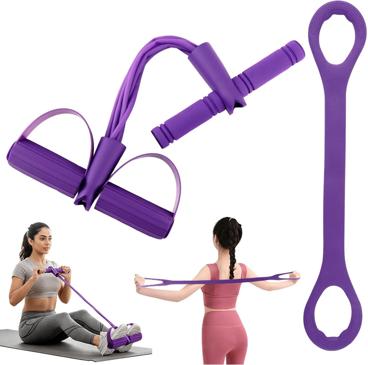 21 Fitness Resistance Bands-6 Tube Pedal Ankle Puller, Multifunction Tension Rop