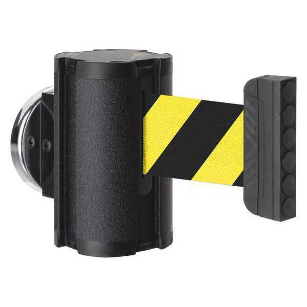 Lavi Industries Retractable Belt Barrier, Black, 10 ft Length, No Legend,