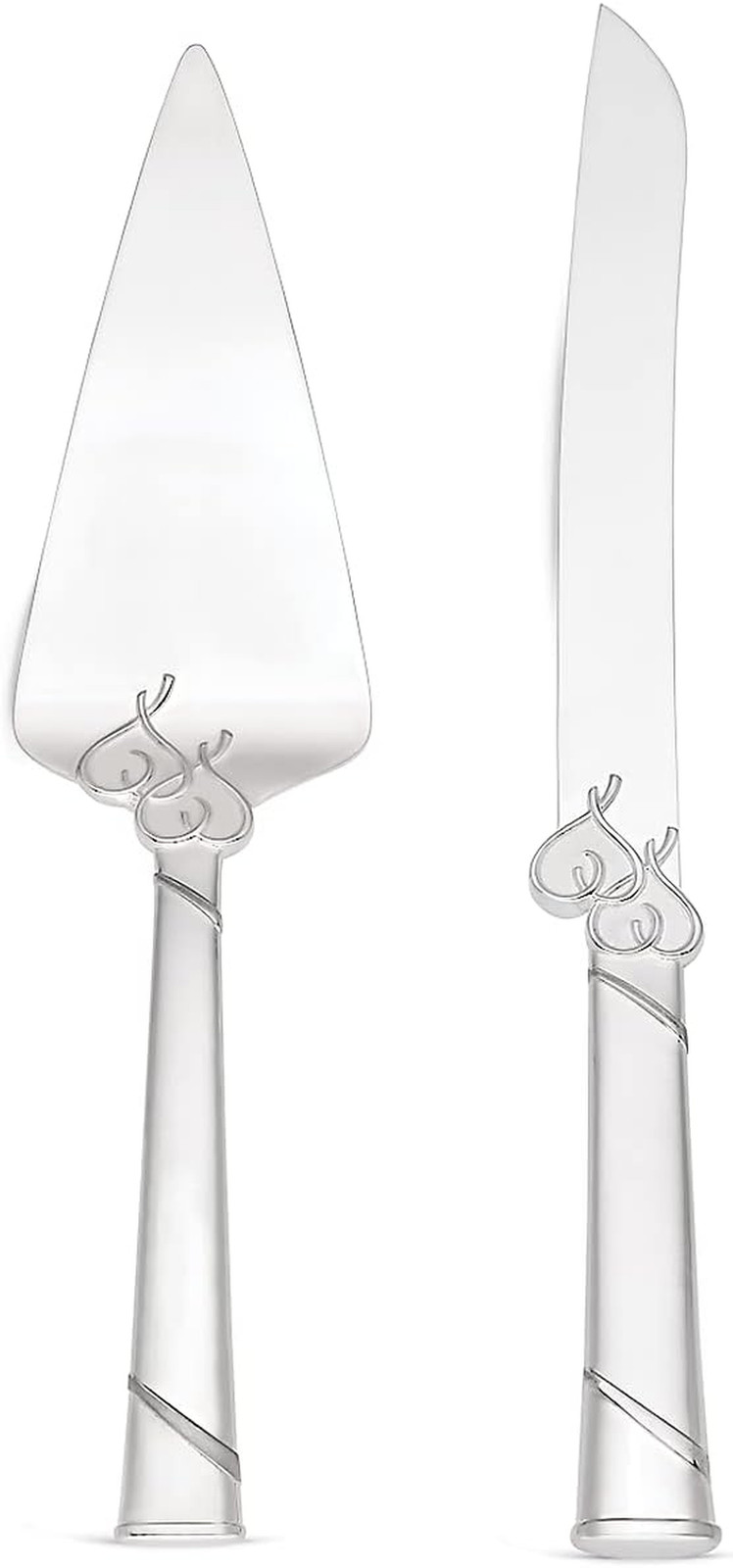 812615 True Love Cake Knife & Server, Metallic