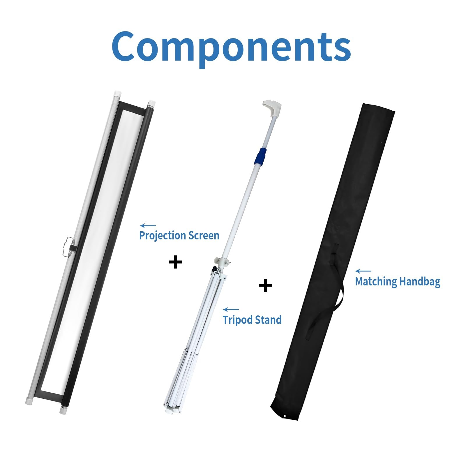 60 Inch Projector Screen Portable with Stand & Carry Bag, 4:3 Aspect Ratio