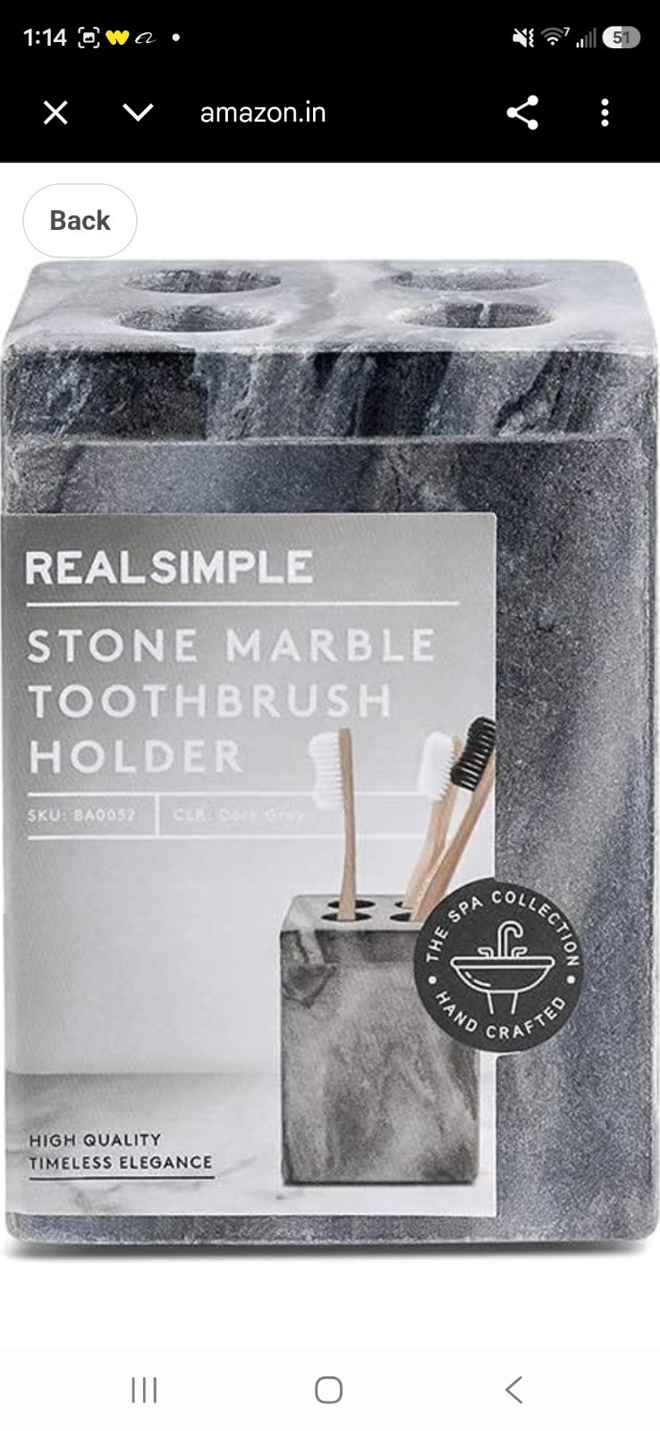 6 Piece Natural Marble Bathroom Accessory Set