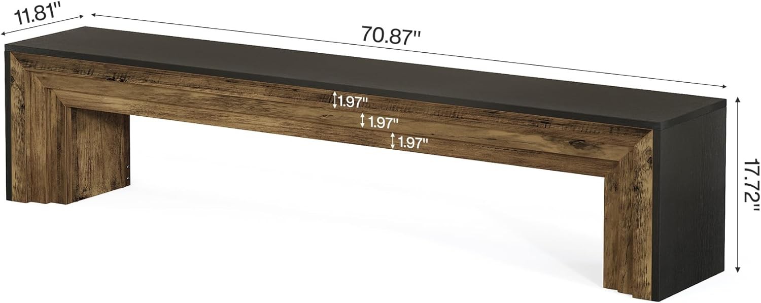 71" Modern Entryway Bench Farmhouse Wooden Shoe Bench Indoor Seating for Hallway