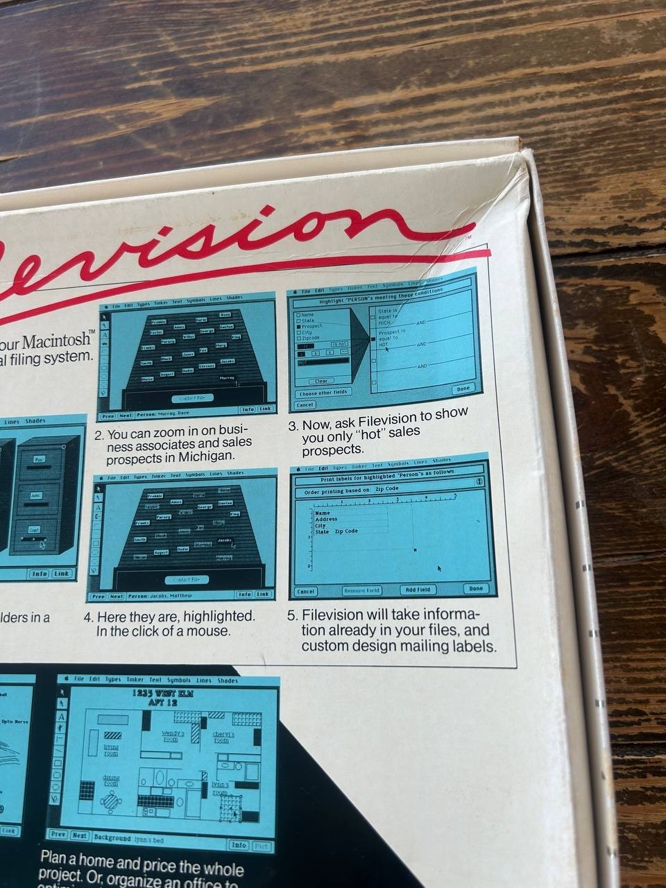Vintage Filevision Macintosh Software Demo Copy w Box Manual & Disk