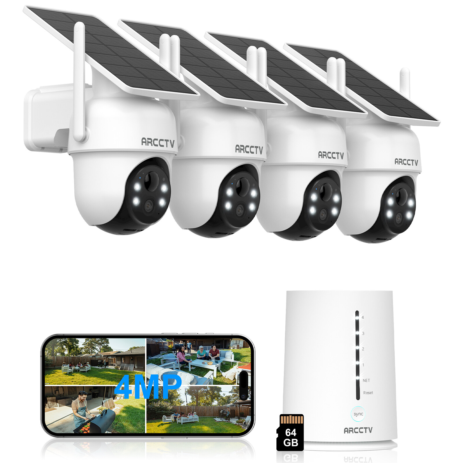 ARCCTV Solar Outdoor Security Camera System 4MP 5G Wifi Battery Wireless Audio