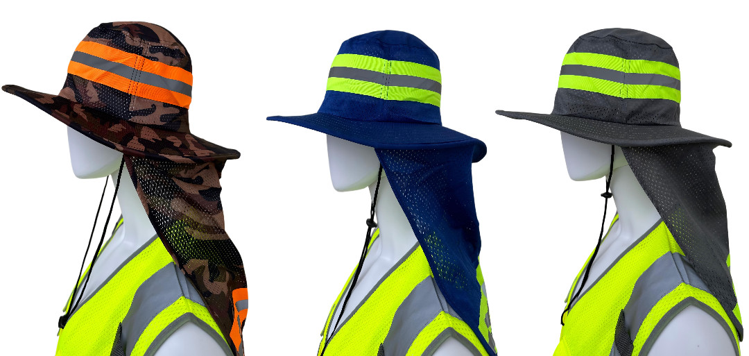 3 Combo Pack Hi Vis Reflective Work Safety Neck Flap Boonie Hat  Bucket Cap