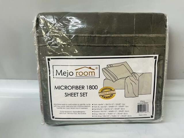 Mejo room Full Size Microfiber 1800 Sheet Set, Grey- NEW