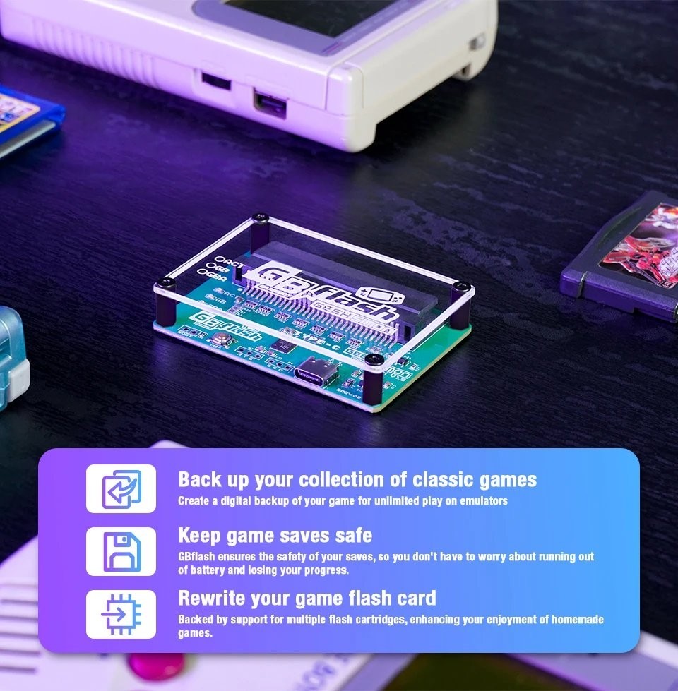 GBFlash Game Card Burner For Game Boy GBA GBC Backup ROMs Saves Reader Flasher