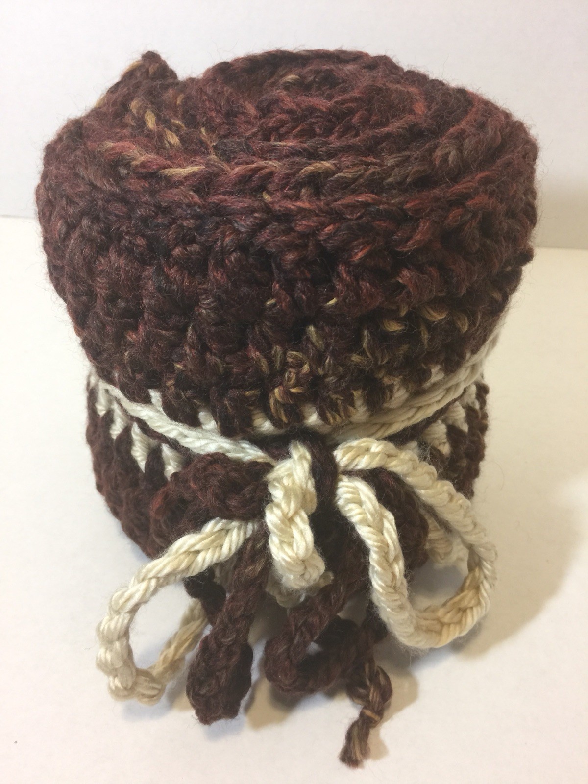 Crochet Infinity Scarf - Soft & Warm (Brown & Beige)