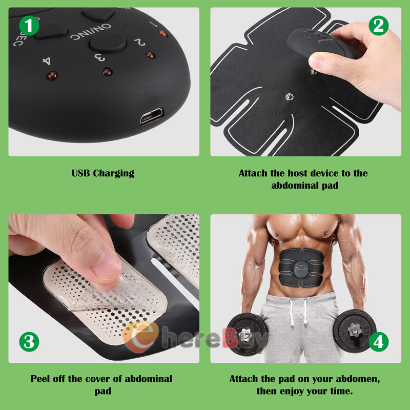 Rechargeable - EMS Abs Trainer Arms & Hips Muscle Stimulator Abdominal Training