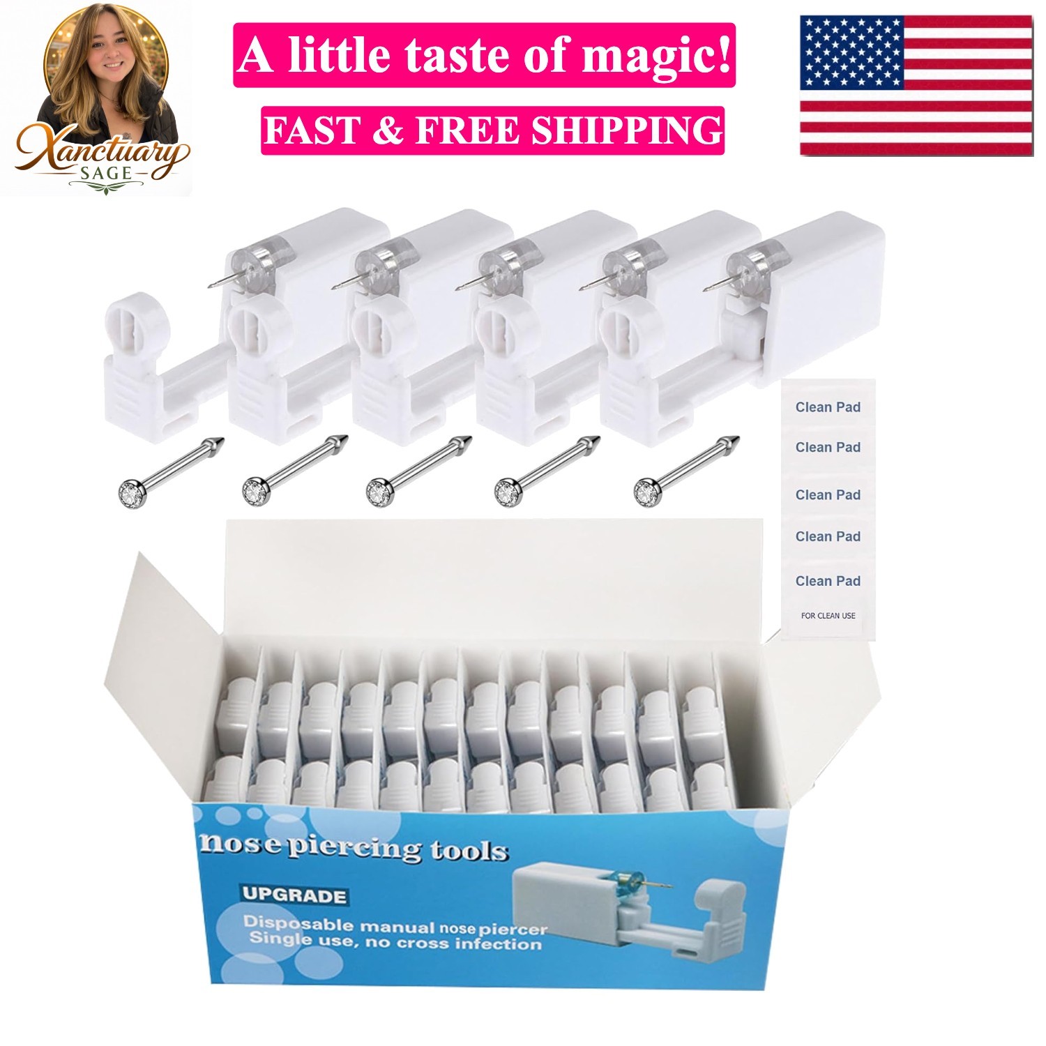 Juder Nose Piercing Gun Kit - 72Pcs Disposable Kit Including Self Noe Piercin...