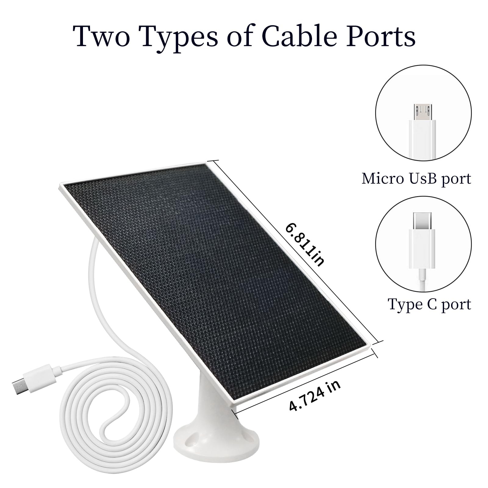 4W Solar Panel for Security Camera,Type C&Micro Solar Panel Charger for Recharge