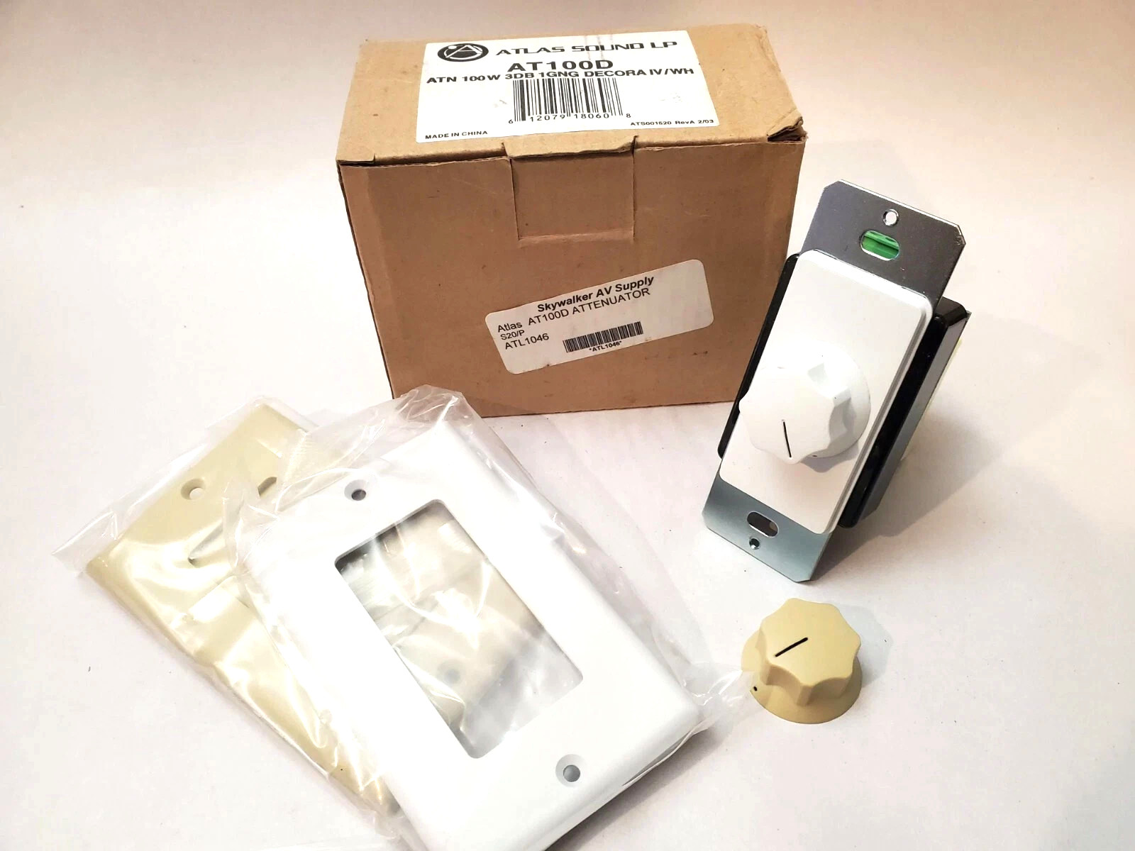 Atlas Sound AT100D - 100W Wall Mount Attenuator Volume Control Ivory & White NEW