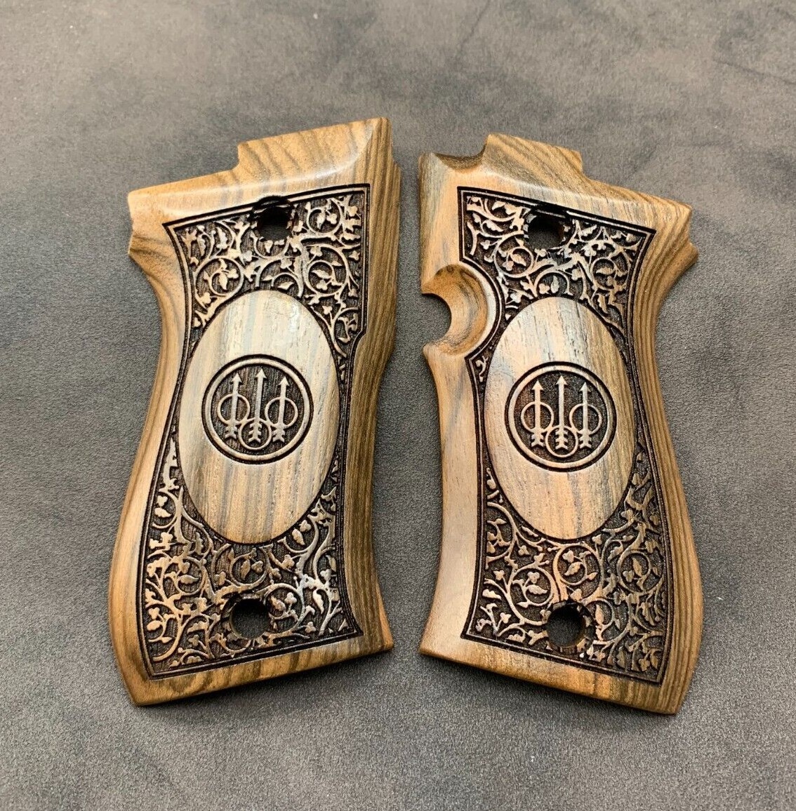 Beretta 85 Cheetah Turkish Walnut Wood Grips. Fits 82, 85 and 87 Models. Floral