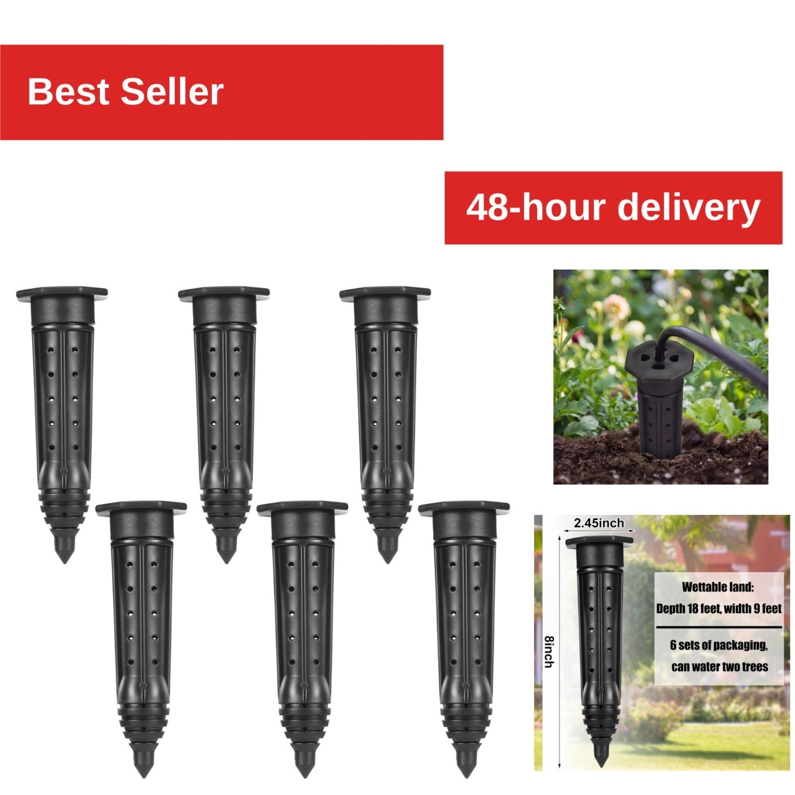 Briwooody 6 Pack Garden Watering Stake 8 Inch UV-Protected Irrigation Spike