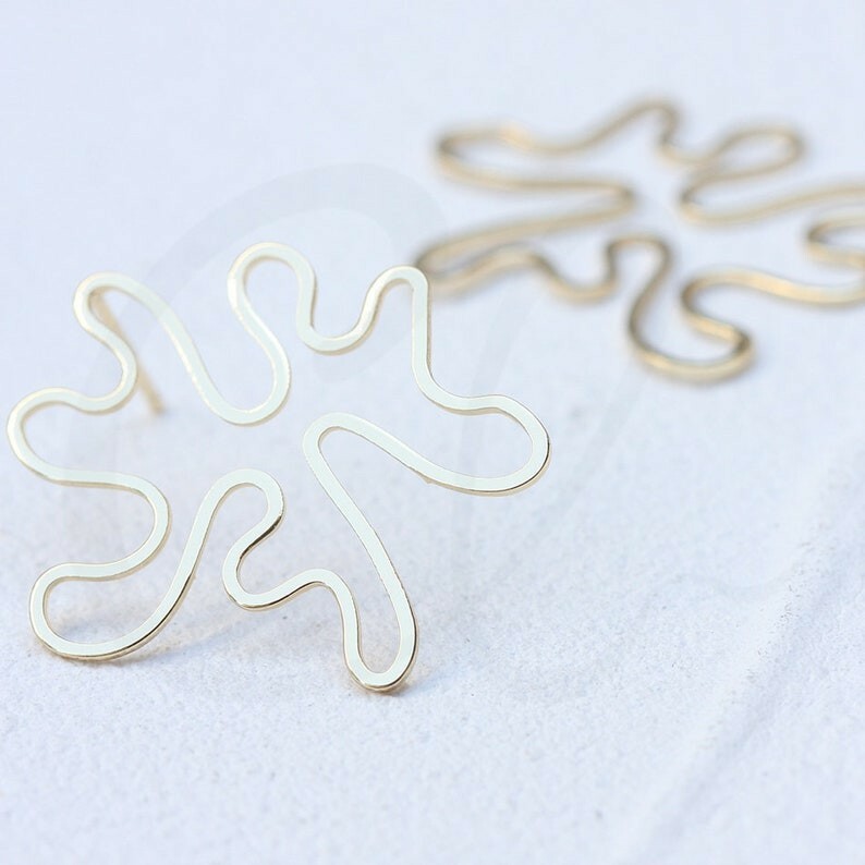 2 Pieces Premium Gold Plated Brass Base Earring Post - Puzzle 27x26mm (4475C)