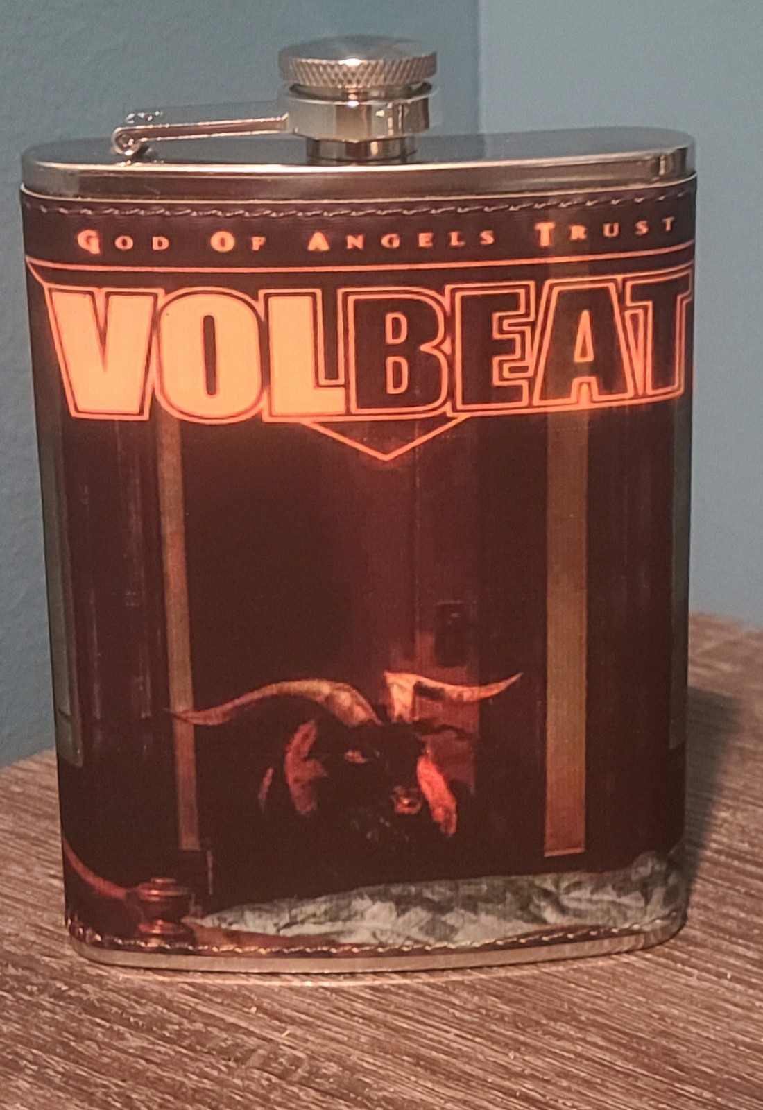 Volbeat: Gods of Angels Trust 8 oz flask custom  NEW (can make most images)