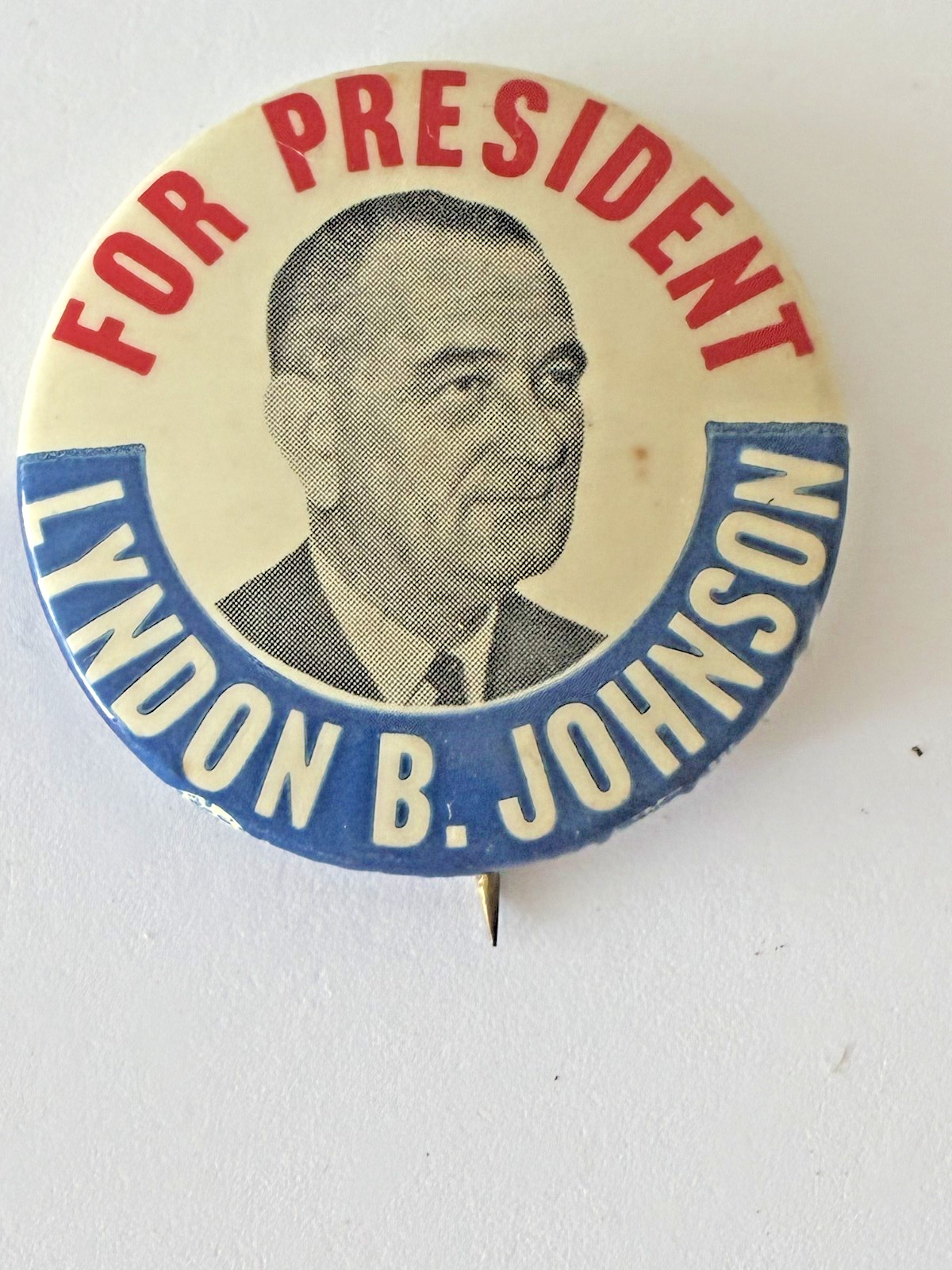 Vintage Political Pinback 1964 LBJ For President Lyndon B. Johnson 1.75"
