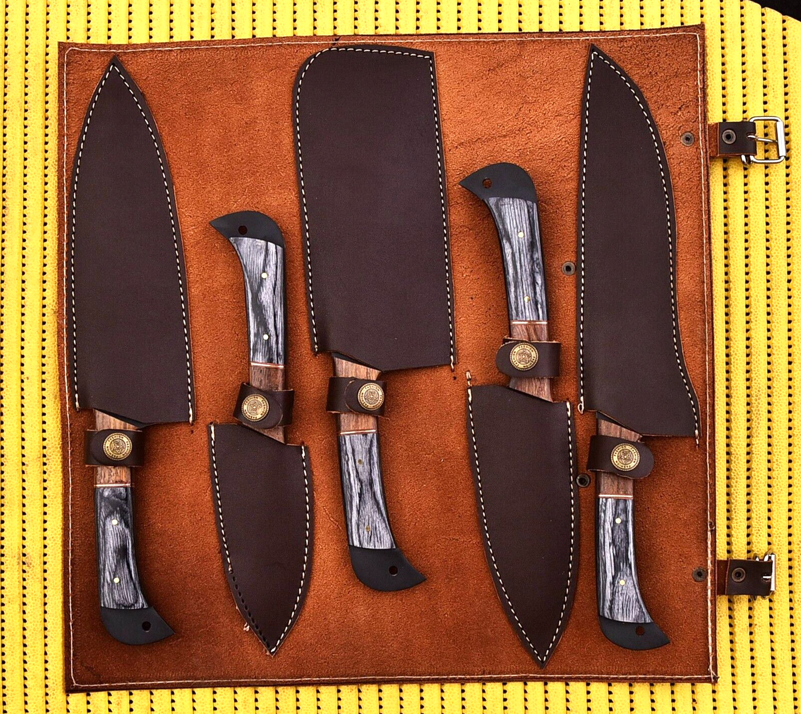 CUSTOM HAND MADE FORGE CARBON STEEL CHEF KNIFE SET KITCHEN KNIVES 2930