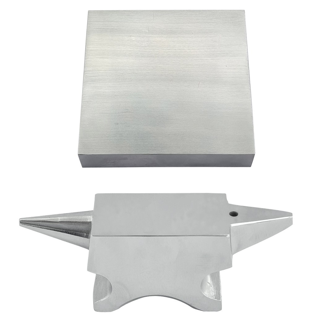 Set of 2 Horn Anvil & Steel Bench Block, Jewelry Flattening and Shaping Tools