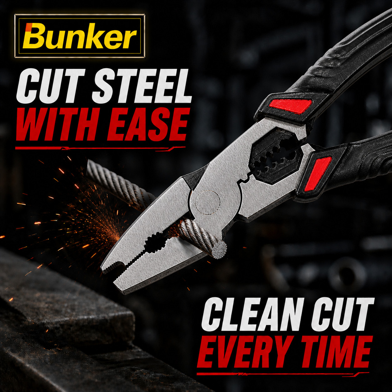 Bunker 6 in 1 Electrician Multi Tool Wire Stripper Crimper V-Shape Nail Puller