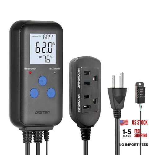 Humidity Controller Pre-Wired Digital Humidistat with Temperature Display,