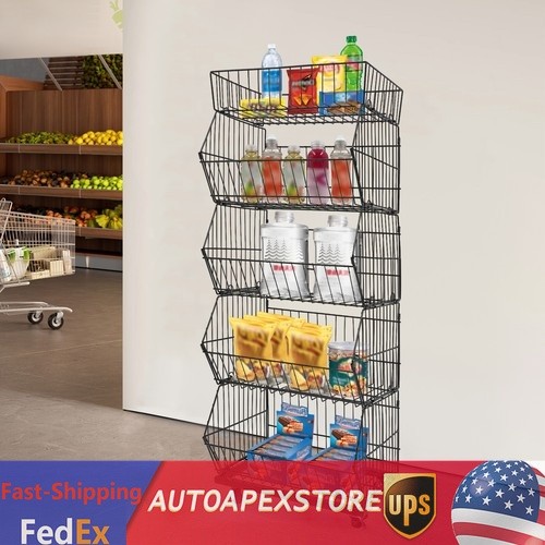 5 Tier Wire Grid Retail Display Shelf Merchandise Display Rack Stand W/ Wheels