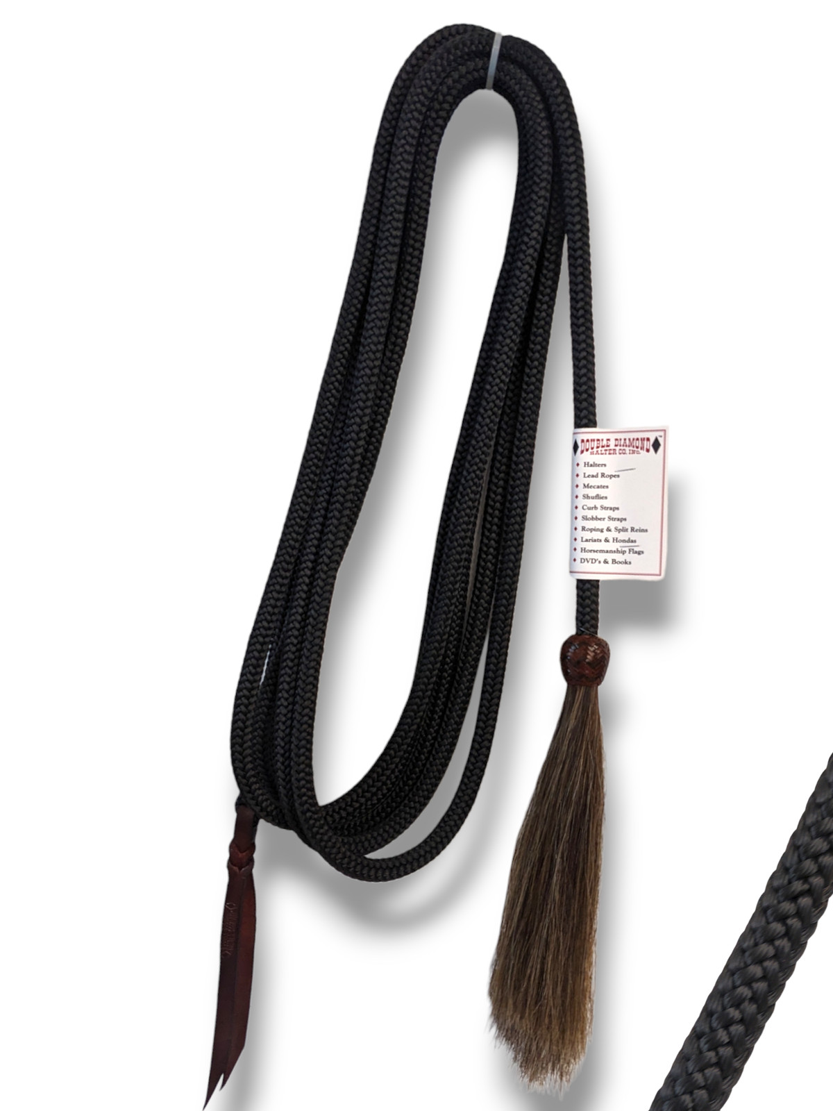 Double Diamond PremiumTreeline Mecate Reins pineapple knot horsehair and leather