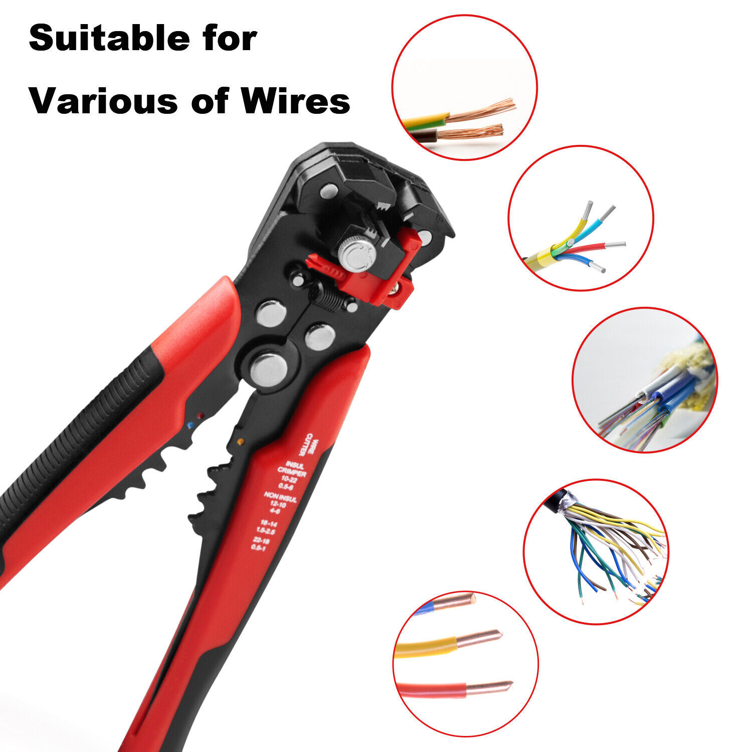 Self Adjusting Wire Stripper Cutter Crimper Cable Insulation Stripping Tools 8"