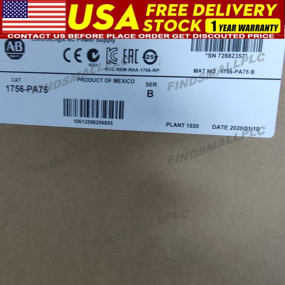 New Factory Sealed Allen-Bradley 1756-PA75 ControlLogix AC Power Supply 1756PA75