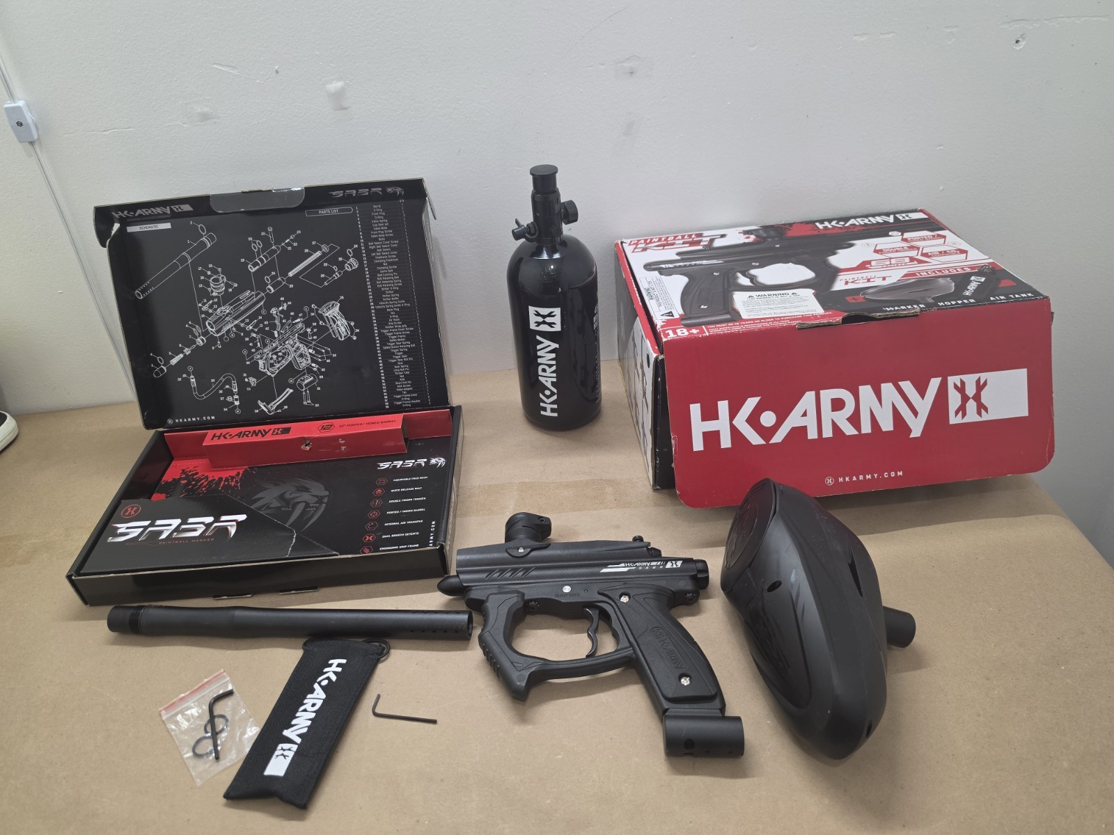 NEW HK Army SABR Core Paintball Gun Package Kit - (Dust Pewter/Black)