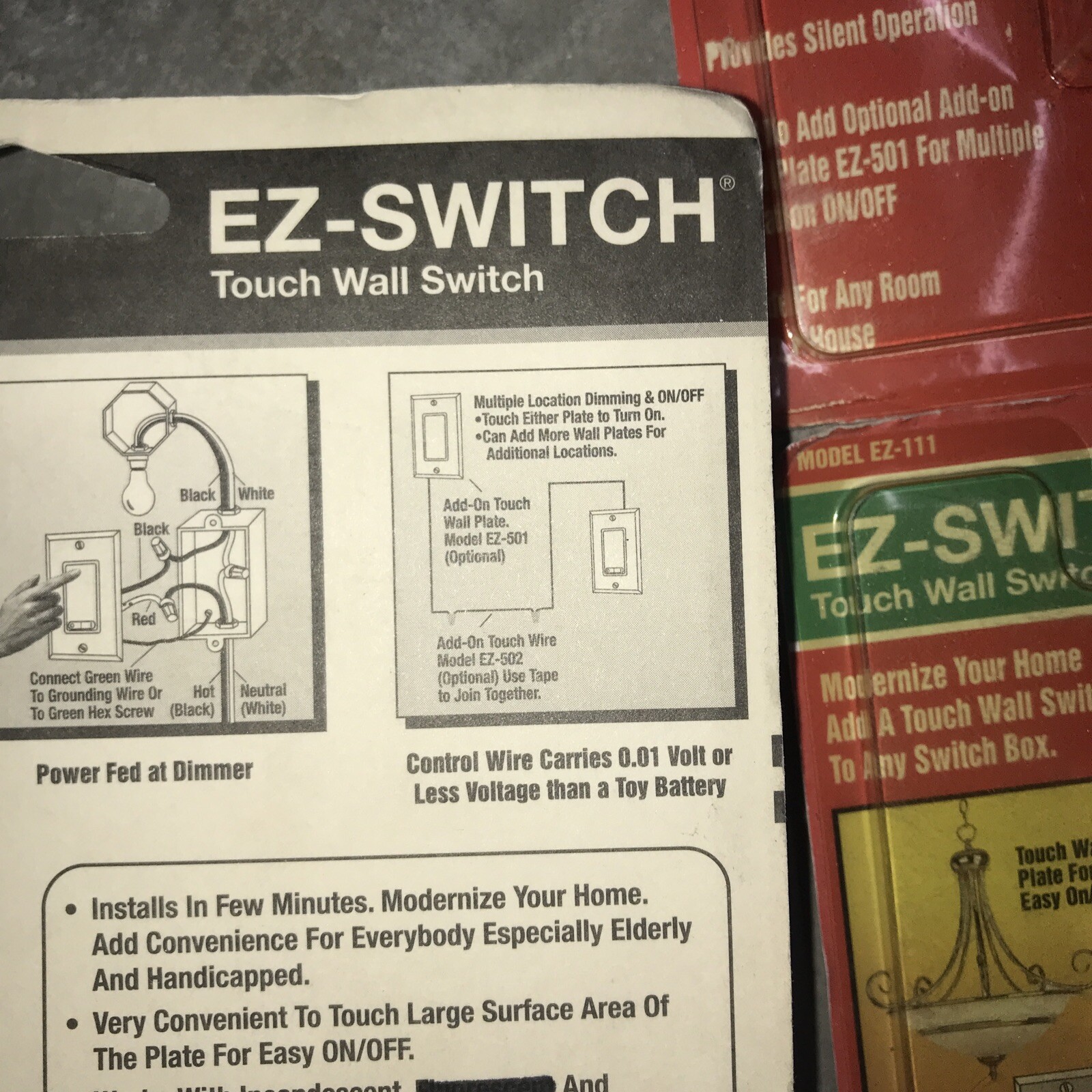 5 Qty EZ-Switch Touch Wall Switch EZ-111 On/Off Switch