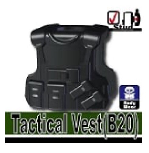 Black B20 Tactical Army Vest Compatible with LEGO toy brick minifigures